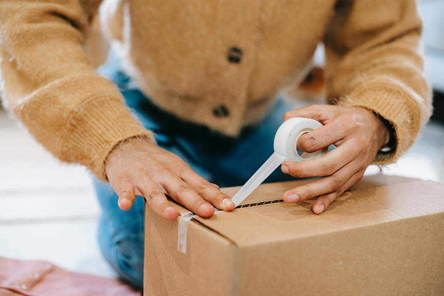 A parcel prepared for dispatch